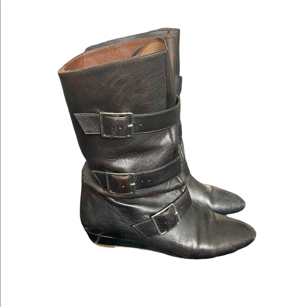 LOEFFLER RANDALL Back buckle wedge boots